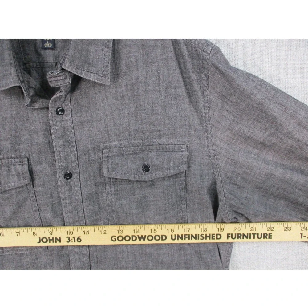 Banana‎ Republic Mens Slim Fit Button Down Shirt Large Gray Cotton Long Sleeve